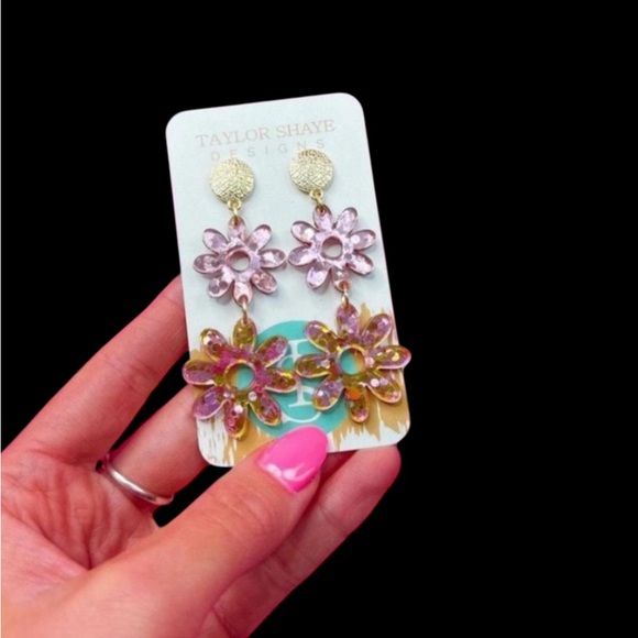 Taylor Shaye Alice Flower Drops Earrings - Picture 1 of 4